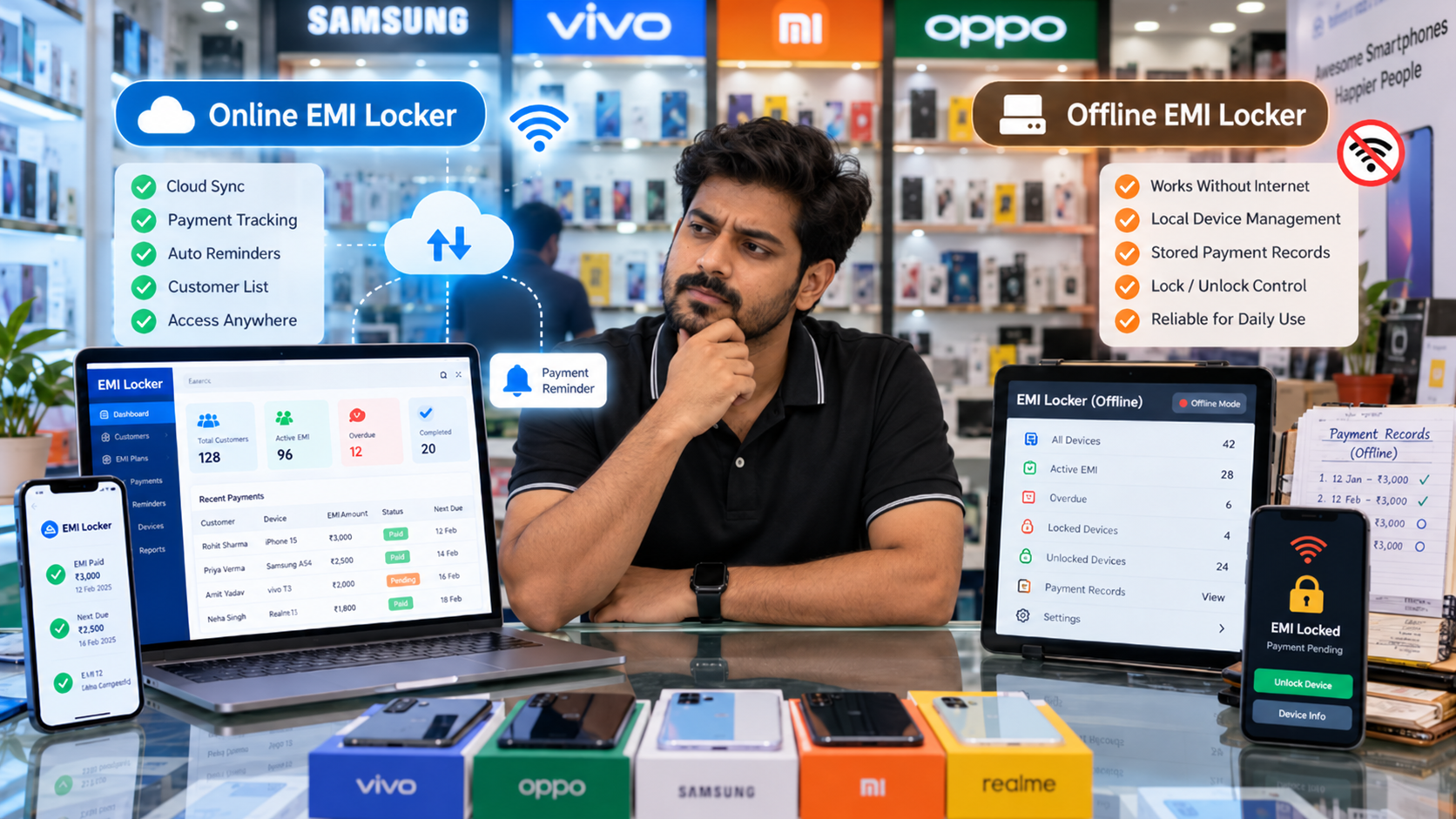 Online vs Offline EMI Locker: Which Is Better for Mobile Retailers?